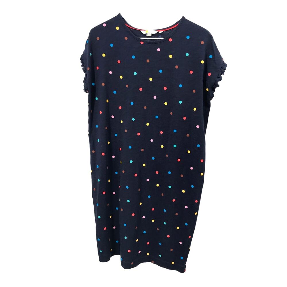 Boden Navy Blue Multicolor Polka Dot Casual Knit Shift Dress Size 4